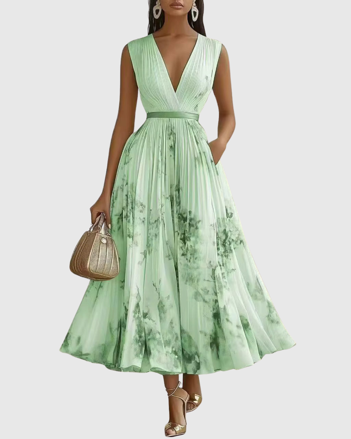 Rowella - Elegantna Plisirane Maxi Haljina