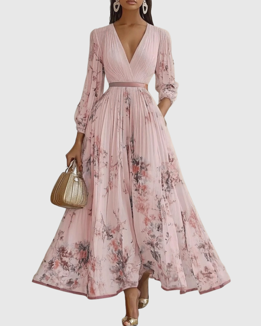 Rowella - Elegantna Plisirane Maxi Haljina