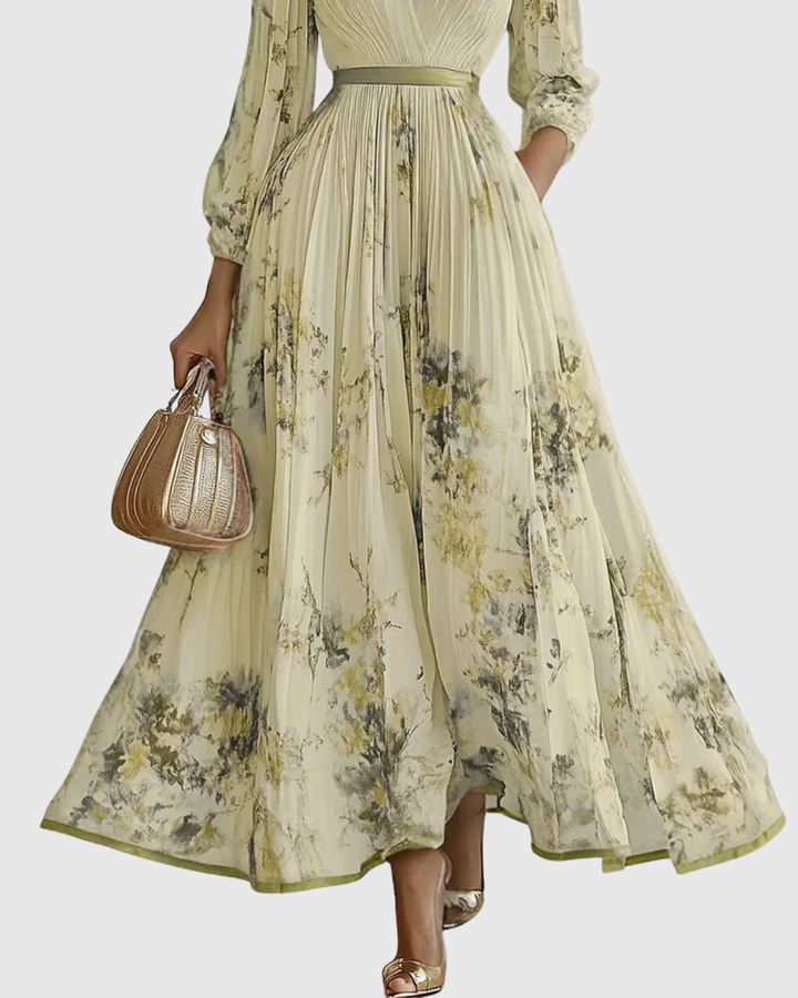 Rowella - Elegantna Plisirane Maxi Haljina