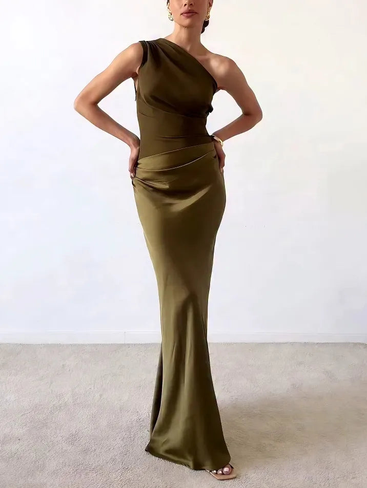 Anita™ | Elegantna Maxi Haljina s Jednim Rame i Plisiranjem