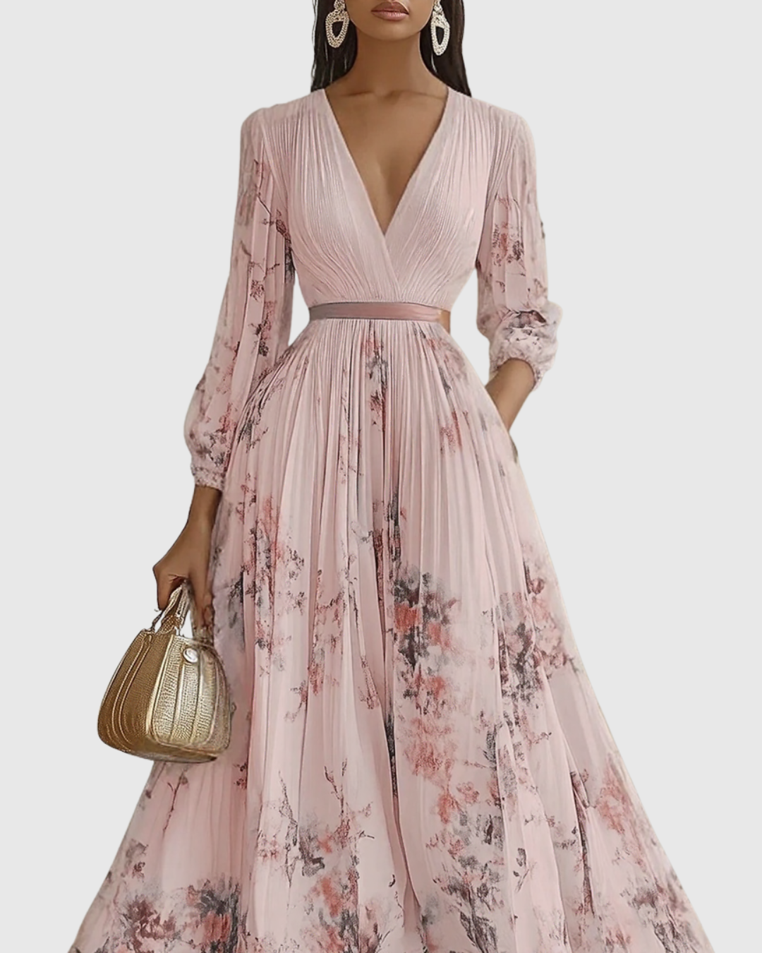 Rowella - Elegantna Plisirane Maxi Haljina