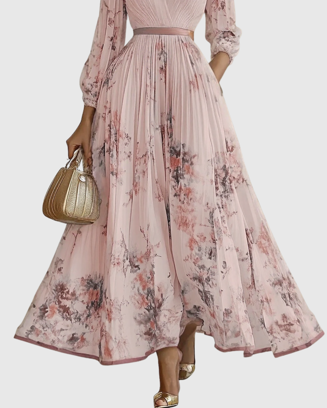 Rowella - Elegantna Plisirane Maxi Haljina