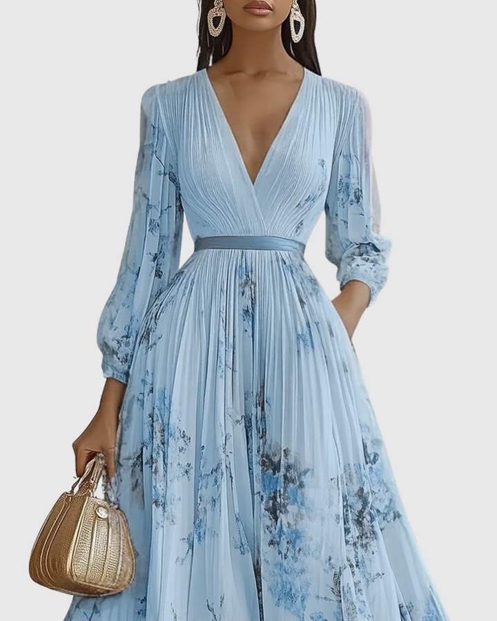 Rowella - Elegantna Plisirane Maxi Haljina