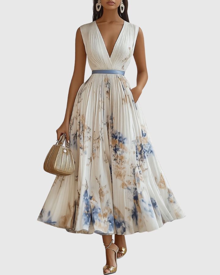 Rowella - Elegantna Plisirane Maxi Haljina