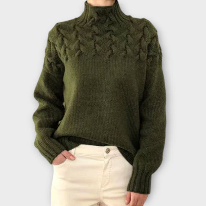 Eva - Ženski pulover s pletenim detaljima