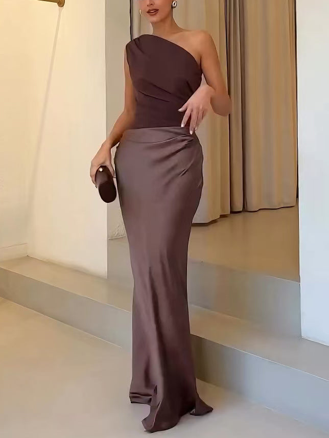 Anita™ | Elegantna Maxi Haljina s Jednim Rame i Plisiranjem