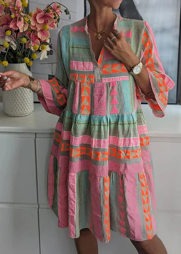 Ava - Chic V-Neck Ljetna Haljina od Konoplje