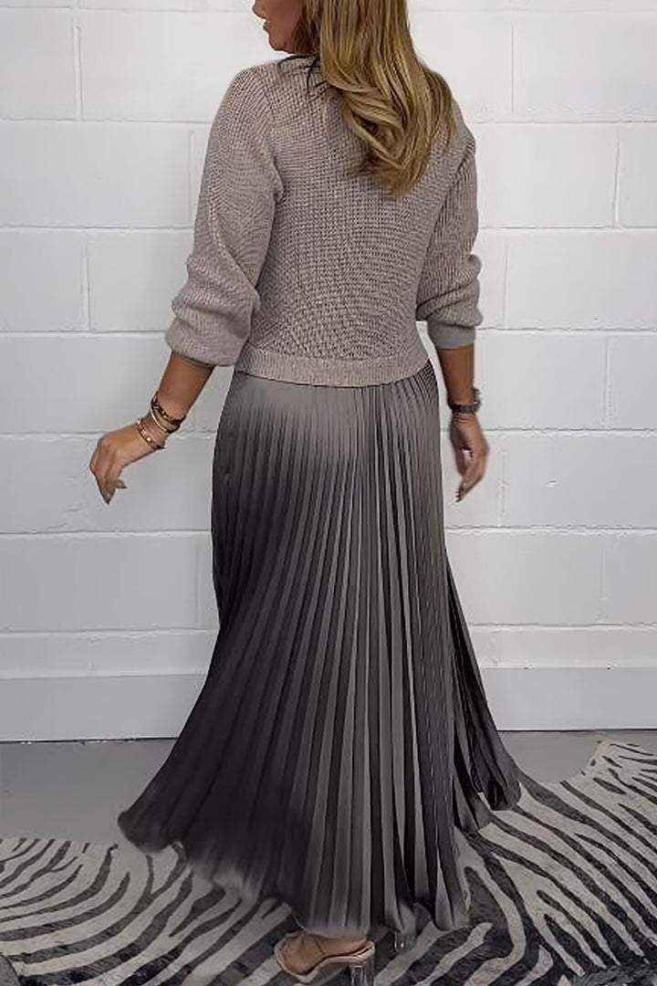 Claudia - Maxi haljina s puloverom i plisiranom suknjom