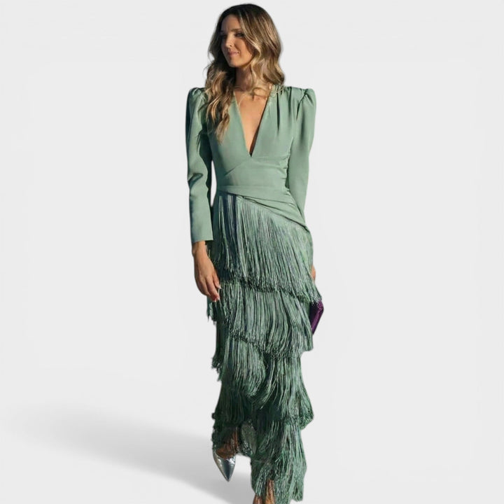 Clara™ | Elegantna midi haljina s resama
