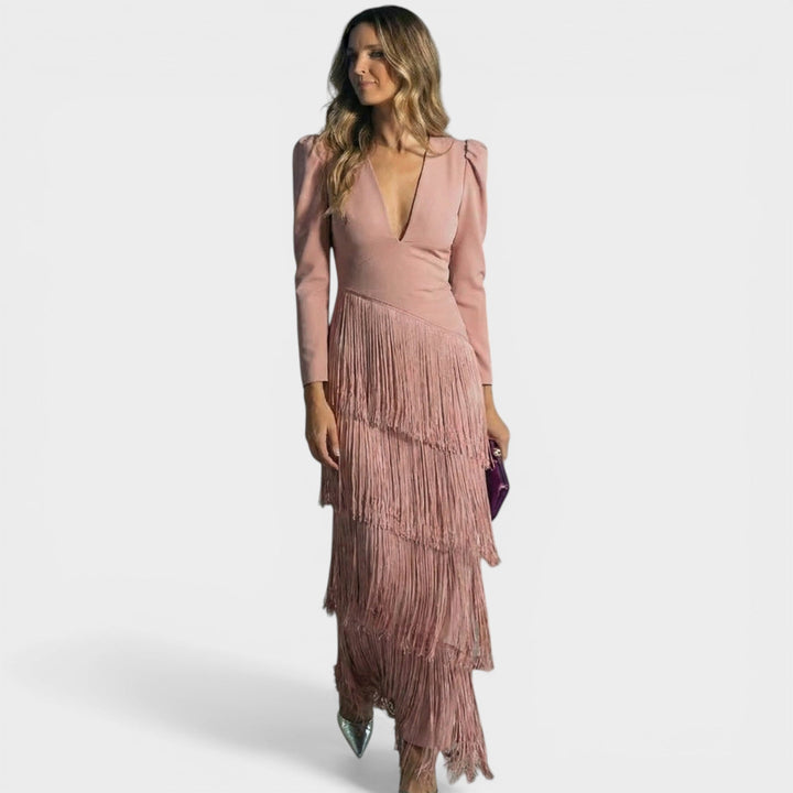 Clara™ | Elegantna midi haljina s resama