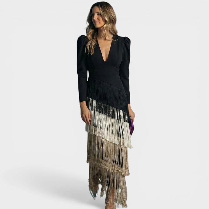 Clara™ | Elegantna midi haljina s resama