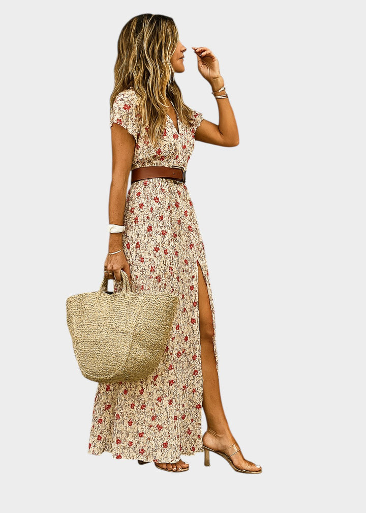 Justine™ | Zračna Boho Maxi Haljina s Usklađenim Pojasevima