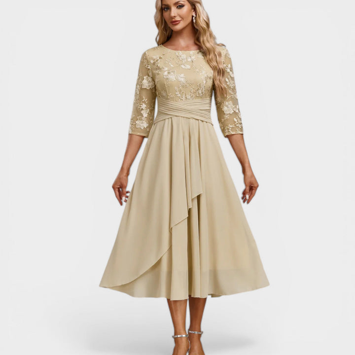 Adriana – Elegantna Čipkasta Midi Haljina