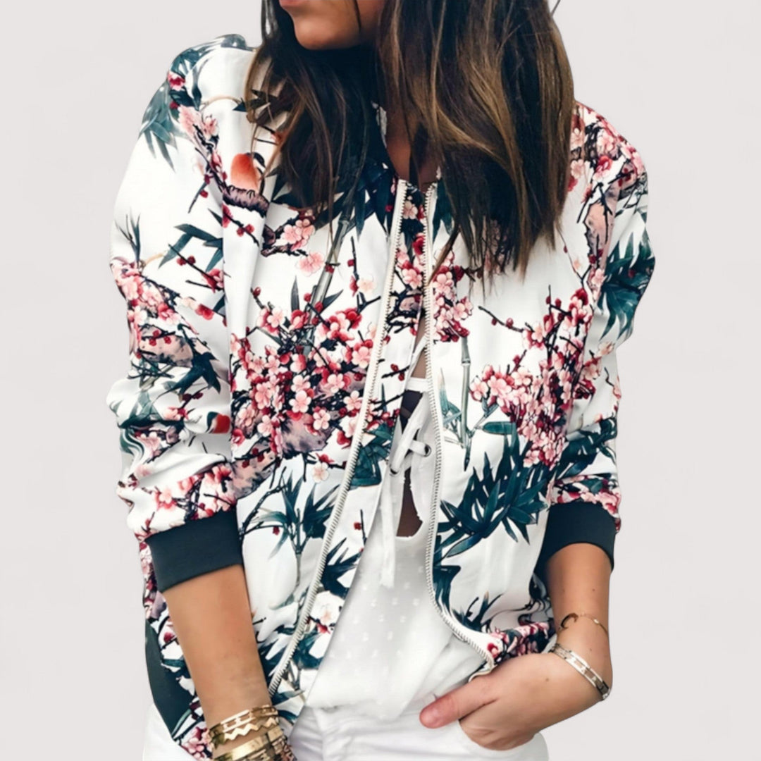 Lidia™ | Stilizirana bomber jakna s cvjetnim uzorkom