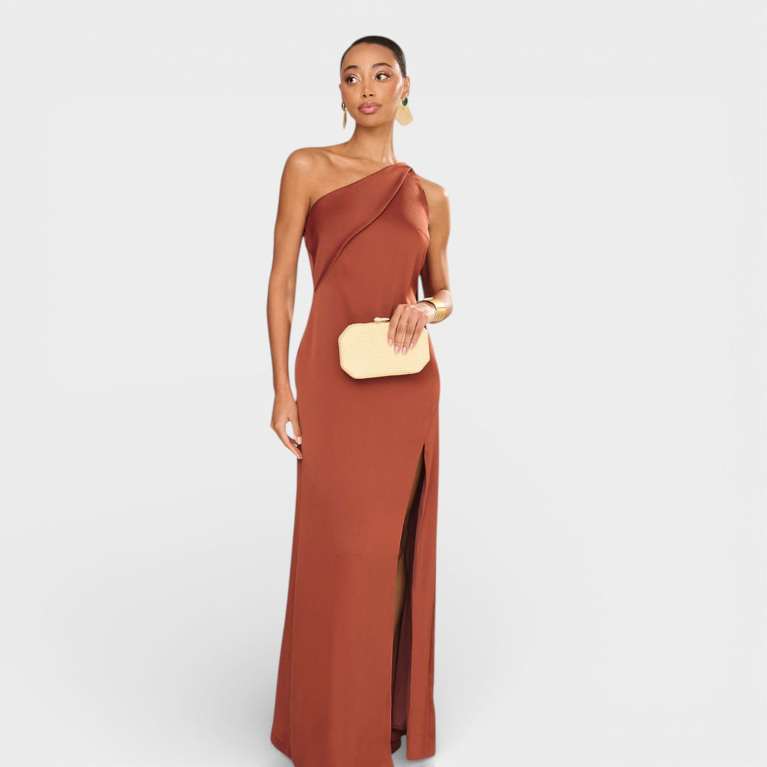 Luna – Duga terracotta elegantna haljina