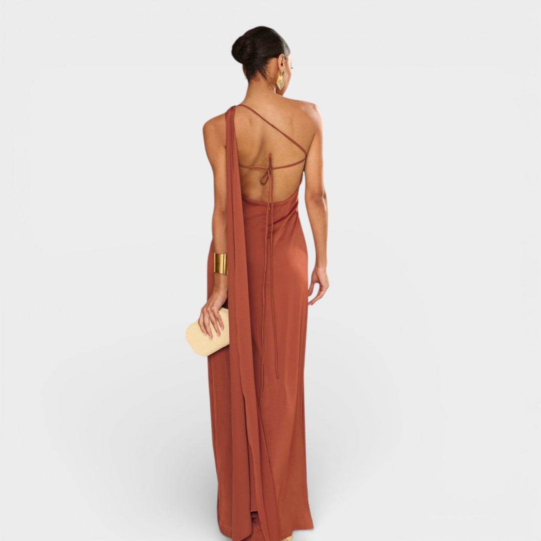 Luna – Duga terracotta elegantna haljina