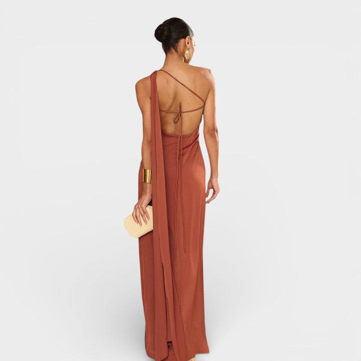 Luna – Duga terracotta elegantna haljina