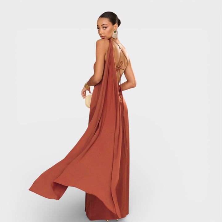 Luna – Duga terracotta elegantna haljina